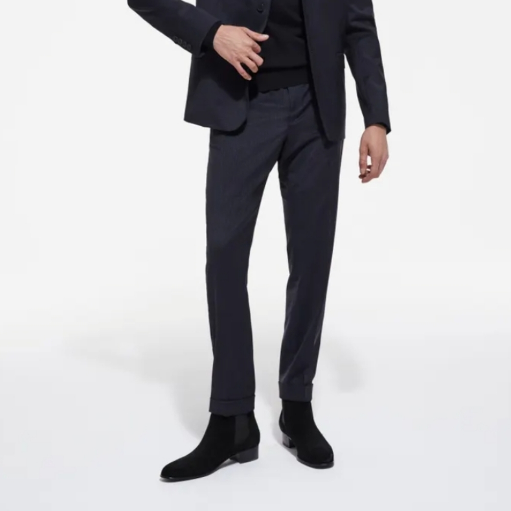 The Kooples Navy Blue Wool Fitted Pants